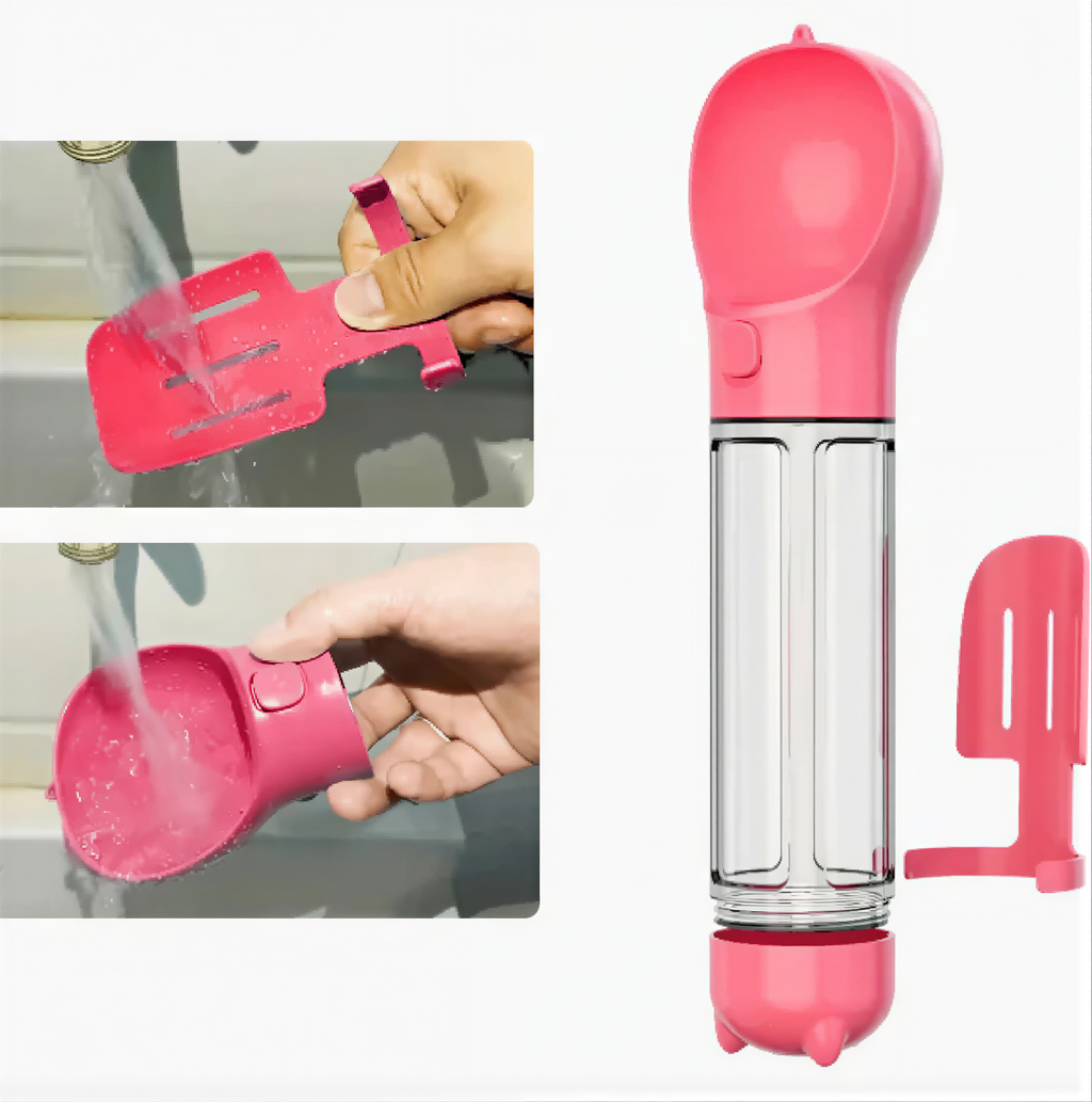 3-in-1 Dog Water Bottle & Food Dispenser – Portable, Leak-Proof Travel Bowl